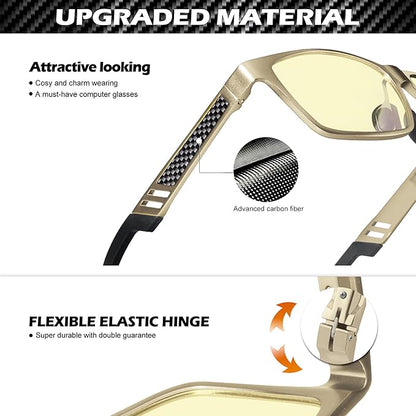 ANYLUV Blue Light Glasses Men, Relieve Eyestrain and Eye Protection, Al-Mg Metal Computer Blue Light Blocking Glasses