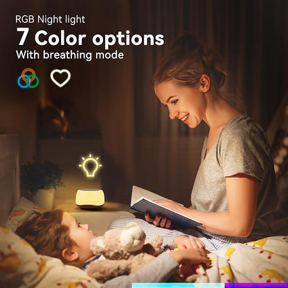 White Noise Sound Machine with 7 Colors Night Light 34 Soothing Sounds, Portable Sound Machine for Baby Adults Kids Sleep with 30 Volume Levels 4 Timers Adjustable Brightness (Wood Grain)