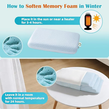 LOFE Adjustable Memory Foam Pillow - 4 Height from 1.2 to 4.8in, Cervical Pillow for Neck Pain Relief, CertiPUR-US Neck Support Pillow for Side Sleepers, Back/Stomach Sleepers, a Removable Cool Cover