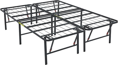 Amazon Basics Foldable Metal Platform Bed Frame with Storage Space, Sturdy Steel, No Box Spring Needed, 18 Inches High, Tool-Free Setup, Noise Free, King Size, Black