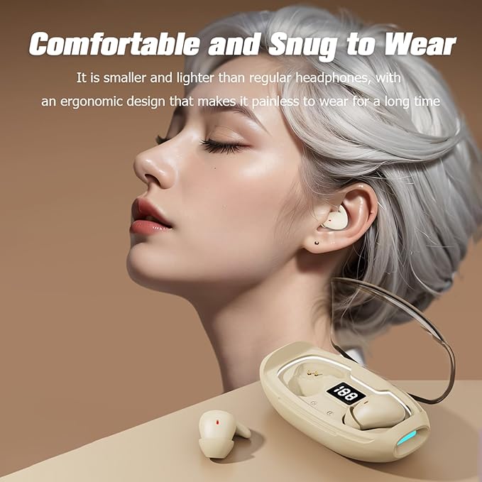 ANC Noise Cancelling Sleep Earbuds Ear Buds Sleeping Earphones Headphones for Side Sleepers, Wireless Bluetooth Comfortable Invisible Mini Small Tiny Hidden Discreet Earbuds for Small Ear Canals Work