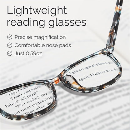 CCVOO +3.75 Clear Vision Reading Glasses for Women – 5-Pack Blue Light Filtering Readers with Spring Hinges