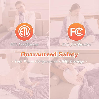 Electric Blanket Full Heating Blanket for Bed, Fluffy Sherpa Fleece Heated Blanket with Fast Heating and Overheat Protection, 5 Heating Levels & 10-Hour Auto-off, Cozy Warm Gifts for Winter (Purple)