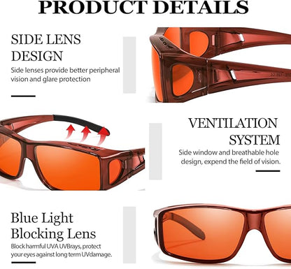 LVIOE Fit Over Blue Light Blocking Glasses and Computer Eyewear- Wear Over Prescription Glasses/Reading Glasses/RX Glasses