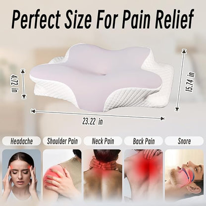 Cervical Pillow for Neck Pain Relief, Ergonomic Contour Orthopedic Pillow for Sleeping Shoulder Pain & Support, Cozy Memory Foam Neck Pillow with Pillowcase for Side Back Stomach Sleeper(Lilac)