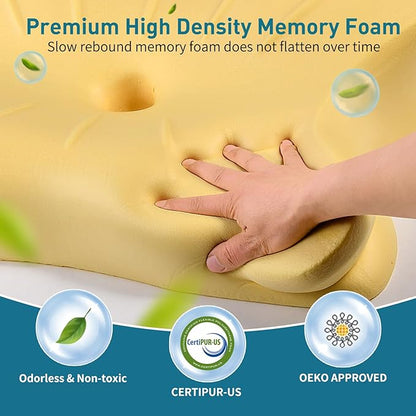 Cervical Pillow for Neck Pain Relief - Ergonomic Neck Pillow for Sleeping Contour Memory Foam Pillows with Cooling Pillowcase, Orthopedic Bed Pillow for Side Back Stomach Sleepers