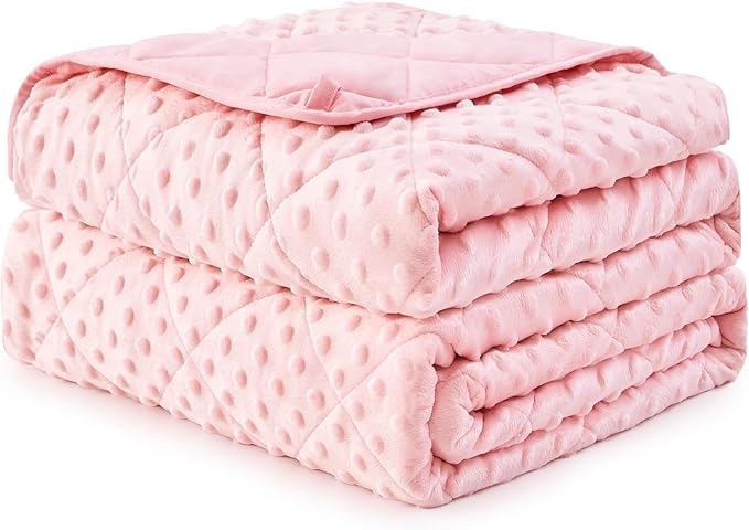 Pink Weighted Blanket for Adults 20lbs, 48"x72", Twin Full Size Cooling Minky Heavy Throw Blanket for 130-220lbs, Soft Winter Thick Big Blankets Weighted Comforter Gift for Sleeping