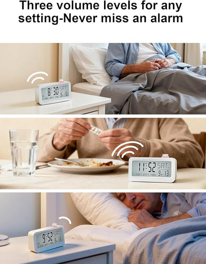 Medication Pill Reminder, Rechargeable Talking Alarm Clock with 3 Custom Voice Recording Alarms, Touch-to-Talk, a Digital Alarm Clocks Gift for Mom/Dad/Seniors/Elderly