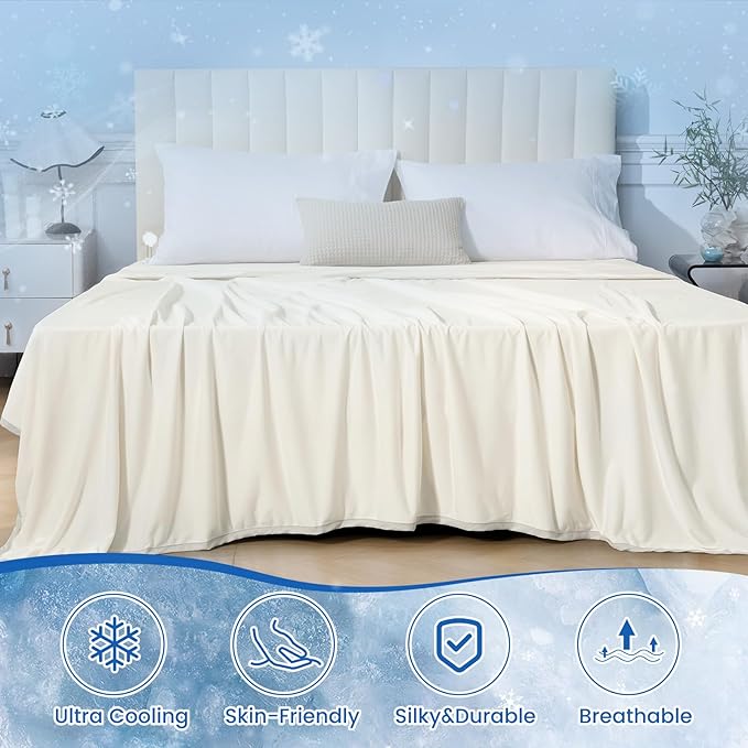 PHF Double Cooling Blanket for Hot Sleepers King Size, Arc-Chill Q-Max>0.5 with Double Cooling, Summer Blanket Absorbs Heat to Keep Cool All Night for Night Sweats (Cannoli Cream, 108''x90'')