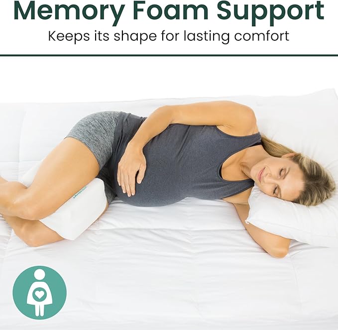 Memory Foam Knee Pillow for Side Sleepers - Orthepedic Sciatica, Back, Under Leg, Hip and Joint Support - Pregnancy and Maternity