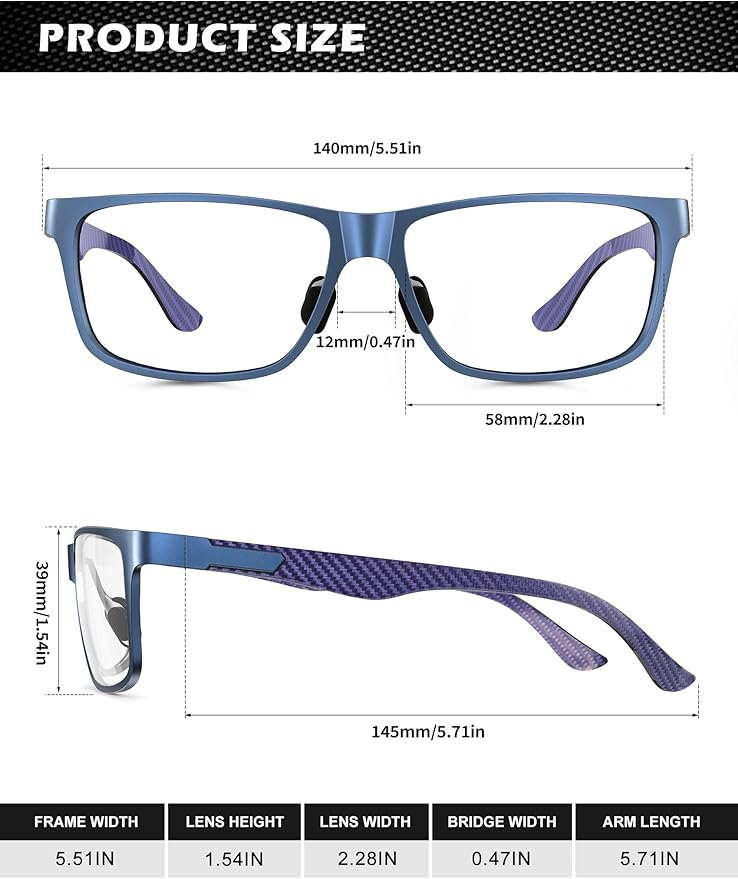 ANYLUV Blue Light Blocking Glasses Men Computer Gaming Glasses Lightweight Al-Mg Metal Anti Eyestrain Eye Protection