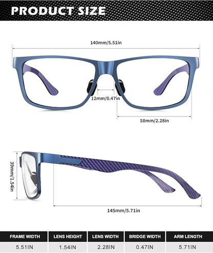 ANYLUV Blue Light Blocking Glasses Men Computer Gaming Glasses Lightweight Al-Mg Metal Anti Eyestrain Eye Protection
