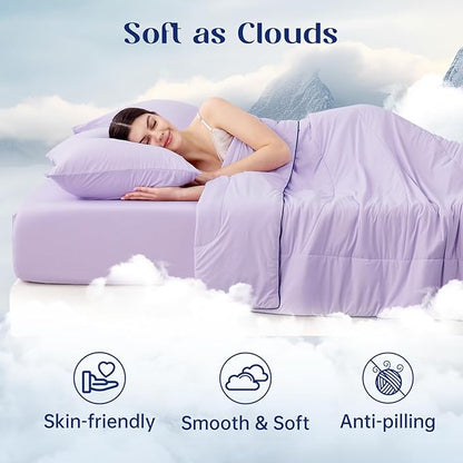 Dream Valley Outlast® Queen Cooling Comforter, NASA-Grade Instant Cooling Blanket for Hot Sleepers, Luxurious Comforter for All Season, Lavender Fog, 90"x90"