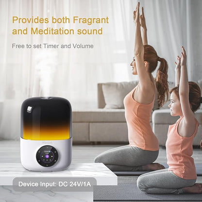Kipcush Essential Oil Diffuser, 250ML Humidifier withWhite Noise Machine, LED Mood Lighting, Touchscreen,Timer, Auto-Off (White)