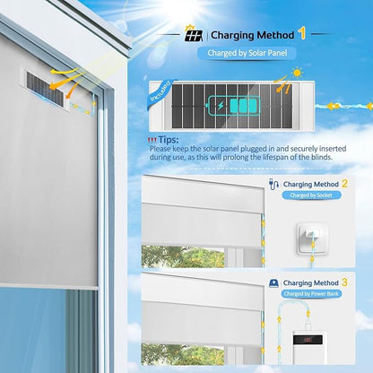 Motorized Blinds with Remote, Thermal Insulation, Blackout Cordless Electric Smart Shades, Alexa Compatible, White-26 x72