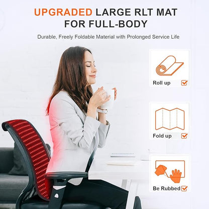 Red Light Therapy Mat for Body, 60W 31.5" x 11.8" 660nm & 850nm 360 LEDs Home Infrared Light Therapy Pad Blanket with Smart Temp & Timer for Back Belly Shoulder Muscle Pain Relief