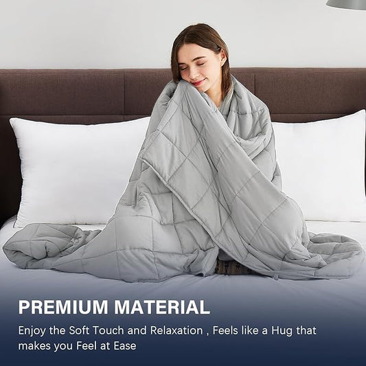 CuteKing Weighted Blanket for Adults: Weighted Blanket with Premium Glass Beads - Breathable Heavy Blanket for Comfort Sleep - Thick Blanket for Adult All Season (15lbs, 60"x80", Light Grey)
