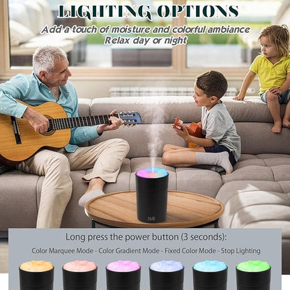 Portable Mist Humidifier Auto Shut-Off USB Powered 220ml Small Desktop Humidifiers with Colorful Light 2 Cool Spray Modes for Bedroom Office Car (Black)