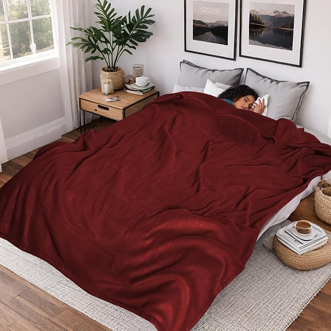 Heated Electric Blanket Twin Size 62''x84'', 4 Heating Levels 10 Hrs Auto Shut Off Soft Warmer Blanket ETL Certification - Red