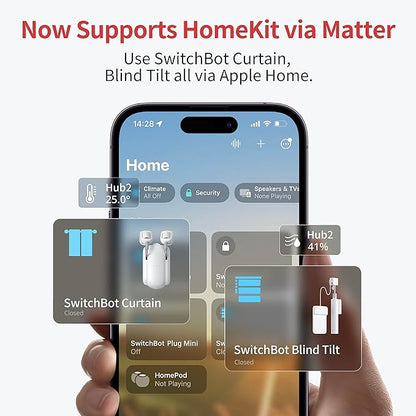 SwitchBot Blind Tilt Automatic Blind Opener 3-Pack & Hub 2- Smart Motorized Blinds with Bluetooth/IR Remote Control, WiFi Thermometer Hygrometer, Light Sensor, Work with Alexa, Google Home, HomeKit