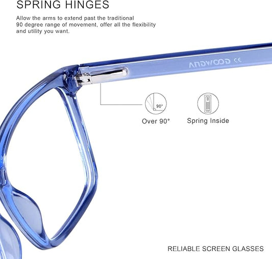 ANDWOOD Blue Light Blocking Glasses Men Women Computer Filter Large Frame Bluelight Blocker Anti Blue Ray Lightweight AR002