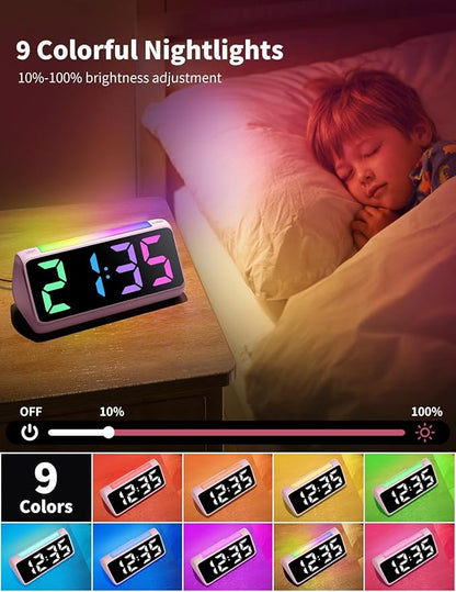 Netzu Alarm Clocks for Bedrooms Heavy Sleepers, Vibrating Alarm Clock with Bed Shaker, Night Light, RGB Display, Dimmer, Snooze for Deaf Hearing Impaired People