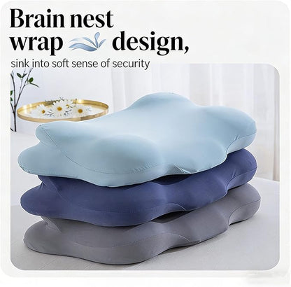 Cloud Pillow, Ergonomic Memory Foam Pillow for Side Sleepers, Cervical Neck Support Pillow, Breathable Pillowcase, Dual Height Contour Pillow for Back & Stomach Sleepers (Dark Blue)