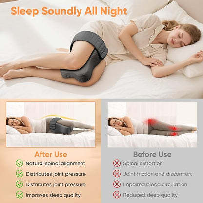 Knee Pillow for Side Sleepers, Leg Pillow for Side Sleeping, Sciatica Pain Relief Pillow, Hip Pillow with Ergonomic Memory Foam – Large Gray Cushion for Thigh, Knee, Back & Leg Support