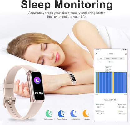 Fitness Tracker with 24/7 Heart Rate, Blood Oxygen Blood Pressure Sleep Monitor, Activity Trackers 5 ATM Waterproof,Step Calorie Counter Pedometer Health Smart Watch for Women Men