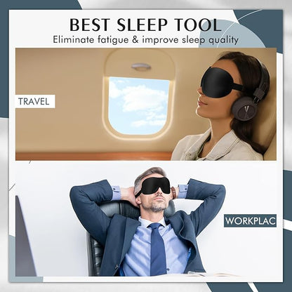 Bonuci 20 Pack Sleep Mask Blackout 3D Eye Mask for Ultralight Sleeping Night Blindfold Eye Covers with Adjustable Strap for Men Women Travel Gift Back and Side Sleeper (Black Bulk)