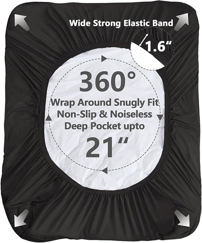King Size Mattress Pad Waterproof, Cooling Mattress Topper Noiseless, Leak Proof Mattress Protector Deep Pocket Washable, Quilted Fitted Soft King Mattress Pad Cover (78x80 inch, Black)