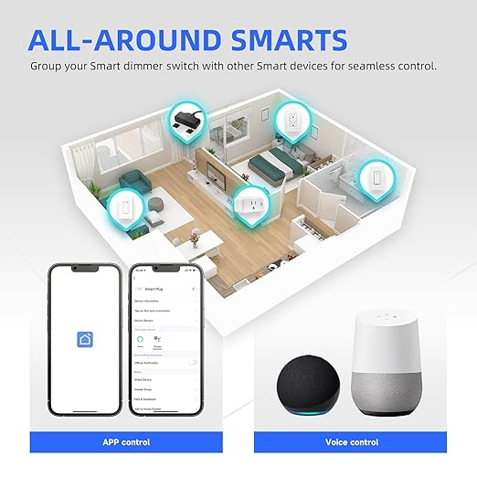 Smart Dimmer Switch, Dimmable Smart Switch Compatible with Alexa and Google Home, 2.4GHz WiFi Switches for LED Lights/CFL Light Bulbs, Remote Control, Neutral Wire Required, ETL & FCC, YSDM102-2PK