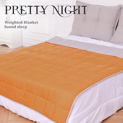 Weighted Blanket 7lbs Twin Size Orange Grey 41"x60" Weighted Blankets Heavy Blanket are Comfortable and Cozy