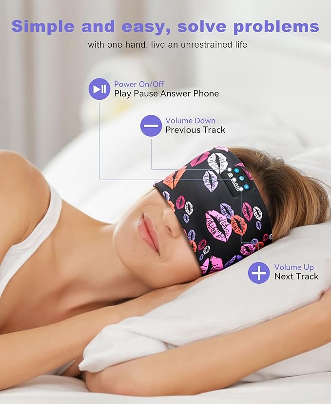 LOVE EYE Sleep Headphones Wireless Headband Headphones Bluetooth 5.4 for Side Sleeper Bluetooth Headband Earphones for Sports for tech Gadgets Gifts