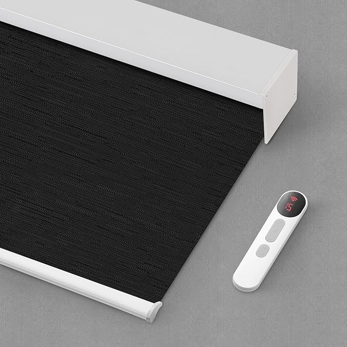 Bringnox Motorized Blinds with Remote,100% Blackout Smart Roller Blinds Compatible with Apple Homekit Google Home and Alexa Via HUB,and Customized (Treebark obsidian-28)