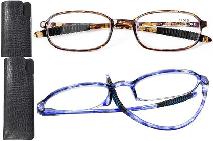 AQWANO 2 Pack Blue Light Blocking Computer Reading Glasses UV Protection Flexible TR90 Frame Lightweight Readers Glasses for Women Men +1.0