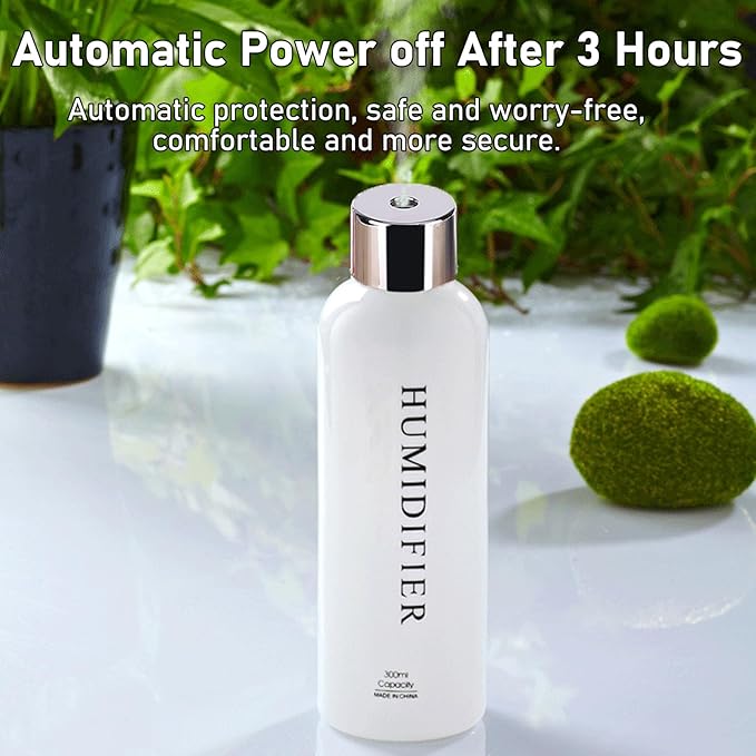 Milltrip Cool Mist Humidifier Portable Mini Humidifier, 300ml USB Water Bottle Humidifiers, Small Desktop Humidifiers for Bedroom Desk Car Travel Office Baby Home