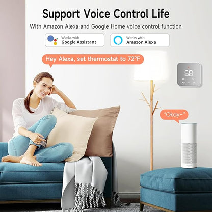 Smart Thermostat for House, WiFi Programmable Thermostat, Compatible with Alexa and Google Assistant, Remote Control Tuya/Smart Life, 𝗖-𝗪𝗶𝗿𝗲 𝗥𝗲𝗾𝘂𝗶𝗿𝗲𝗱