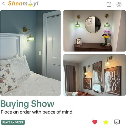 Battery Operated Wall Sconce with Green Striped Shade Pattern Glass Adjustable Chain Retro Gold Wall Mounted Light, Modern Wall Lamp Fixtures Decor for Bedside Bedroom Indoor Doorway