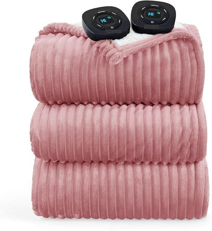 Dual-Monitor Temperature-Adjustable Electric Blanket, Timed Blanket, for Home Use, (90x100 Inches, Gray)(03 - Cream)