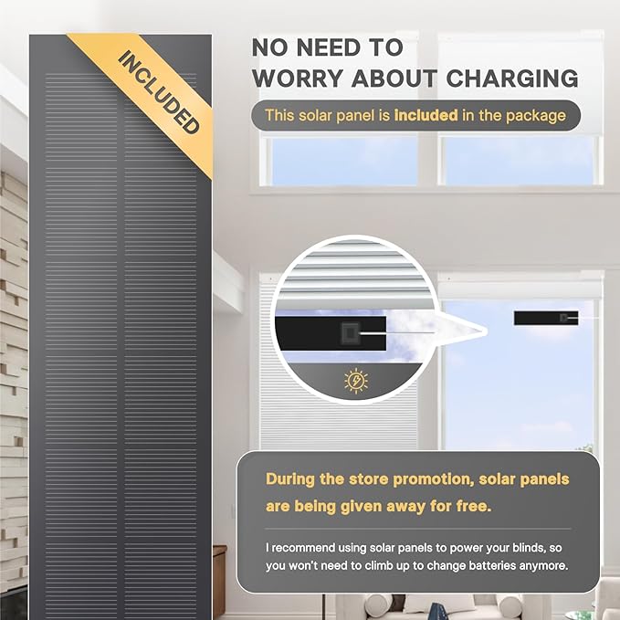 CINONEKO Custom Size(21-69"W x 22-93"H) Motorized Cellular Shades,No Drill Smart Honeycomb Blinds【Free Solar Powered】Automatic Blinds for Indoor Windows Cordless Electric Shades Compatible with Alexa