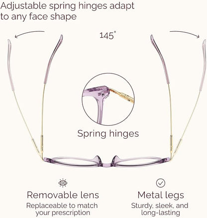 Gaoye Blue Light Blocking Glasses - Trending Round TR90 Frames, Metal Arms, UV400 Protection - Matching Soft Case