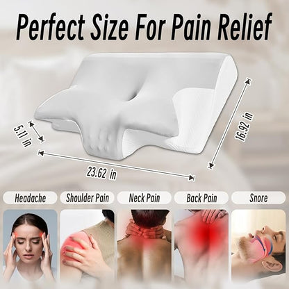 Ornatera Pillow, Restrelief Premium Ergonomic Pillow, Cleshy Ergonomic Pillow Silk Pillowcase, Memory Foam Ergonomic Pillows for Sleeping, Adjustable Cervical Pillow Cozy Sleeping(Grey)