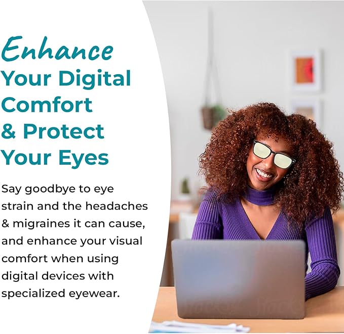 100% Blue Light Blocking Glasses - Better Sleep Anti Eye Strain Protection - Computer Gaming Women Men
