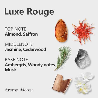 Hotel Scents Luxe Rouge 150mL Essential Oil Scent for Diffusers - The Exotic Spice of Saffron, Ambergris, Woody nuances, and Musk - Oil Blends for Aromatherapy - Home Luxury & Hotel Scent Collection