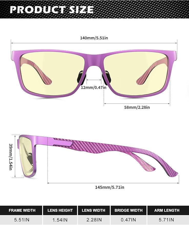 ANYLUV Blue Light Blocking Glasses Men Computer Gaming Glasses Lightweight Al-Mg Metal Anti Eyestrain Eye Protection