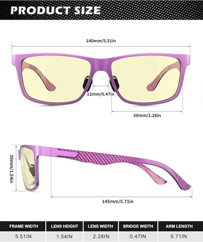 ANYLUV Blue Light Blocking Glasses Men Computer Gaming Glasses Lightweight Al-Mg Metal Anti Eyestrain Eye Protection