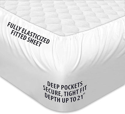 COONP Super Queen Mattress Topper, Extra Thick Pillowtop, Cooling Plush Mattress Pad Cover Cotton Top Bed Topper Protector with 8-21 Inch Deep Pocket