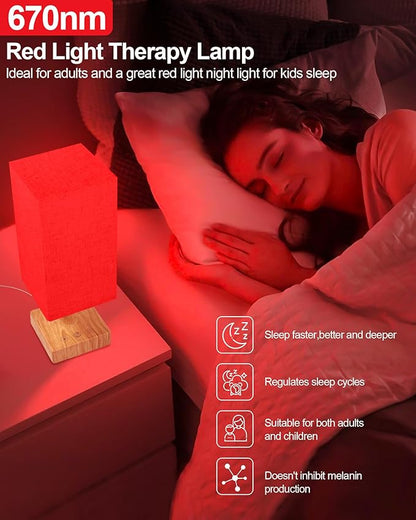 Red Light Night Light Lamp for Sleep, 670nm Red Nightlight Desk Lamp for Bedroom with Multi-Color and Brightness Options Remote Control USB Charging Elegant Design