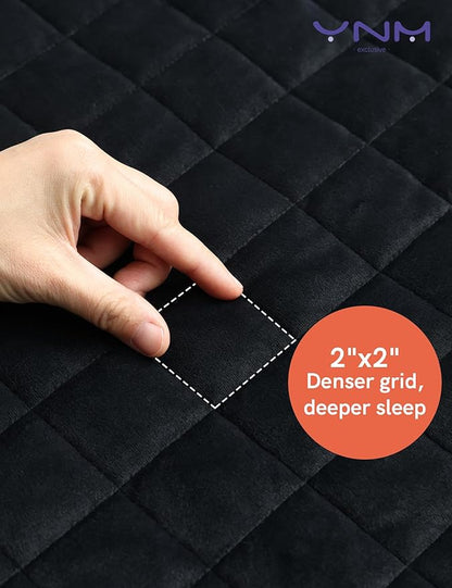 YnM Ultra-Soft Weighted Blanket, Fluffy Bubble Cuddle Heavy Bed Blanket, Plush Faux Fur Big Comforter, Soft & Warm Home Decor Piece (Black, 90''x90'' 25lbs, Full/Queen)